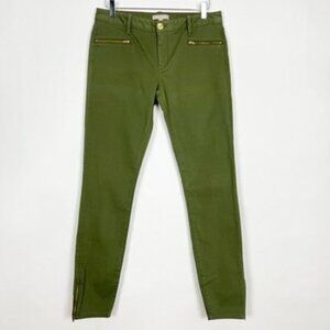Banana Republic Skinny Chino Pant Ankle Zip Casual Trousers Olive Green Size 29L